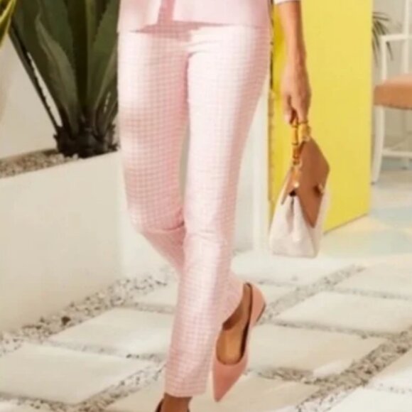 J Mclaughlin Womens Pull On Pants Size 8 "Masie" Preppy Pastel Stretch Gingham - Picture 2 of 10
